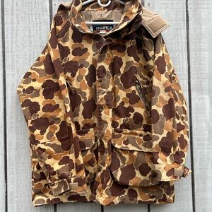 Ount’n Prairie men’s camouflage canvas hooded jacket zipper up large pockets